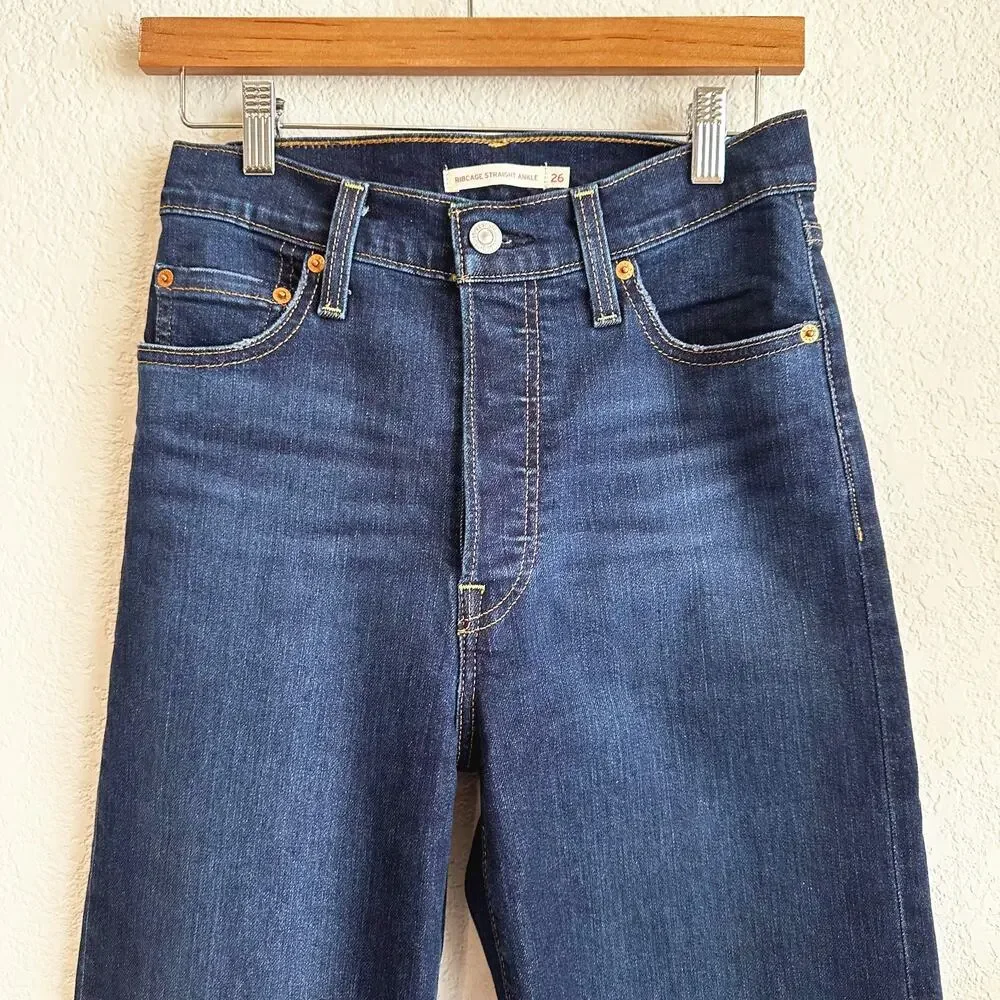 Levi's Ribcage Straight Dark Wash - Picture 2 of 10